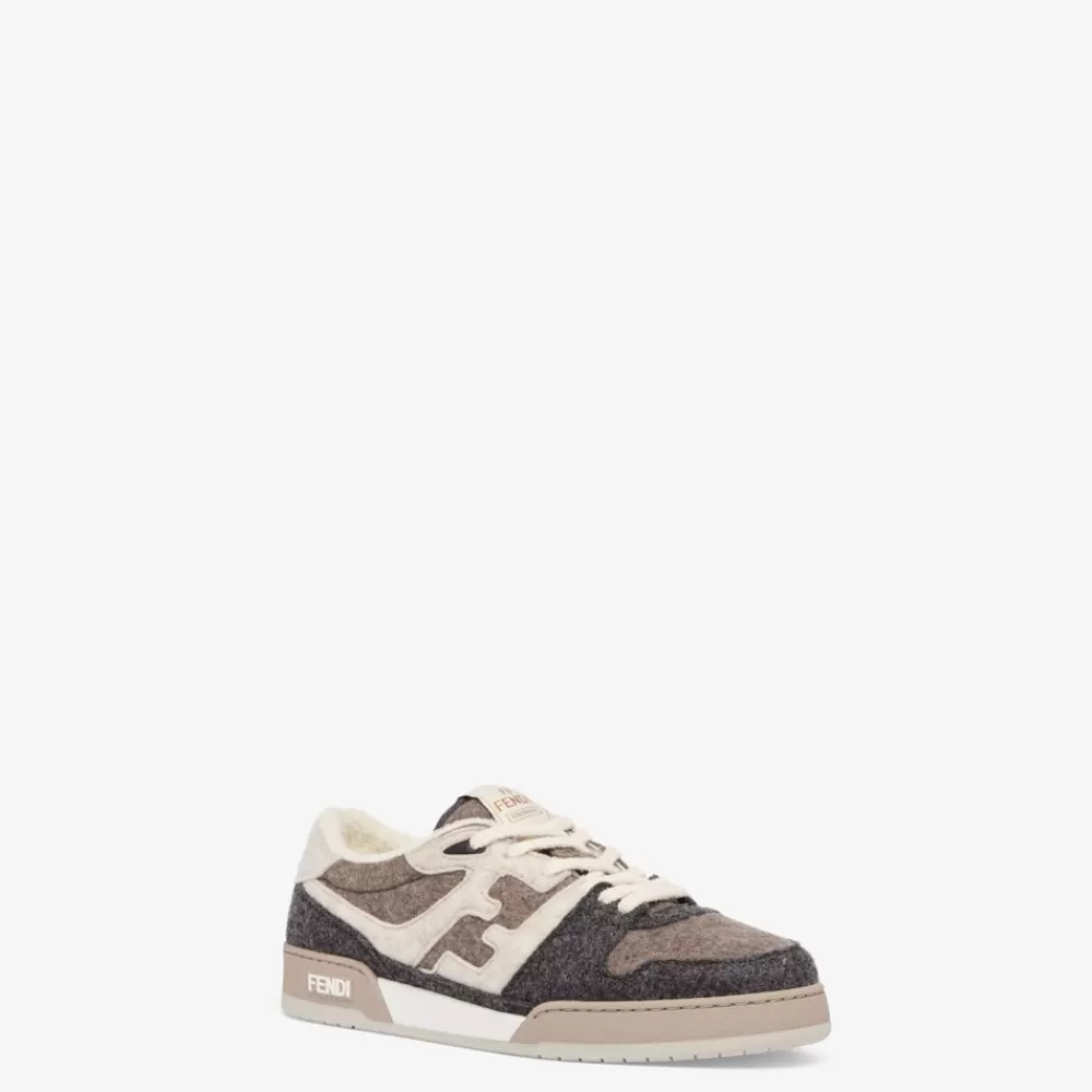 Sneakers>Fendi Low Top In Feltro Grigio