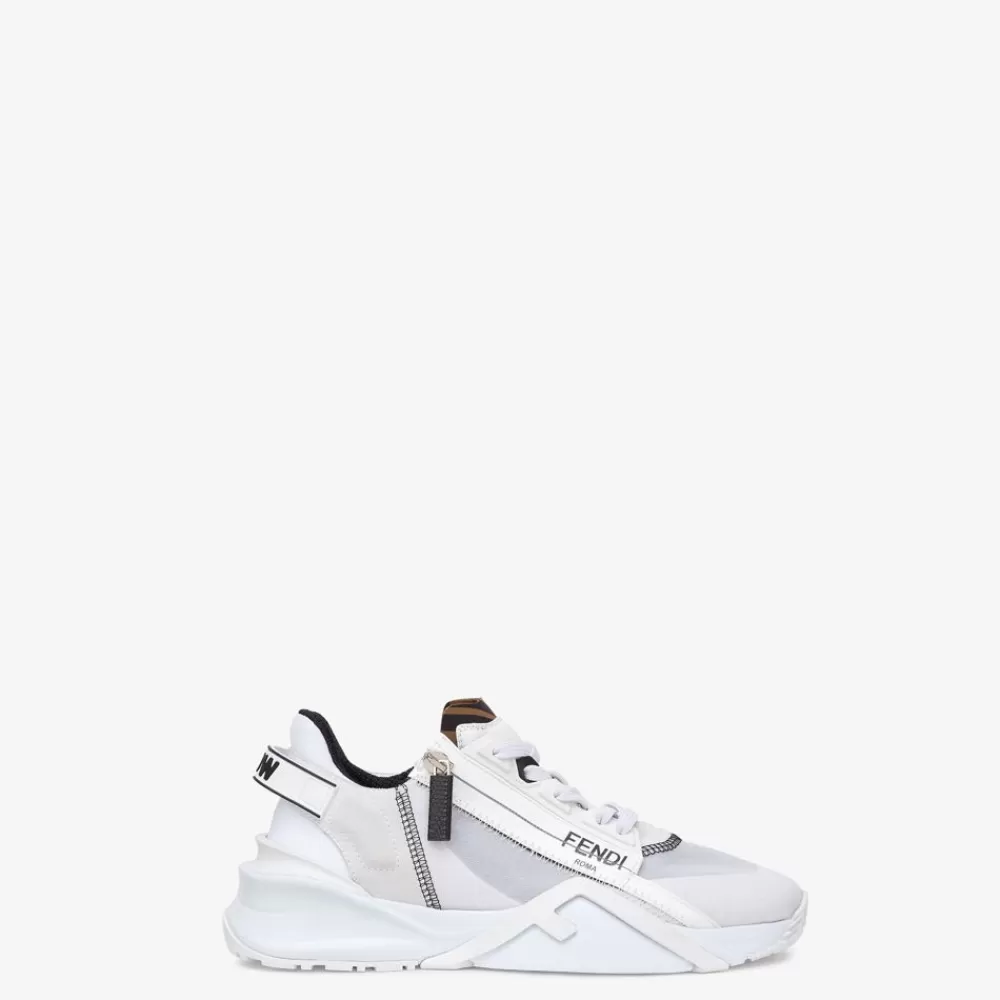 Sneakers>Fendi Low Top In Nylon E Suede Bianca