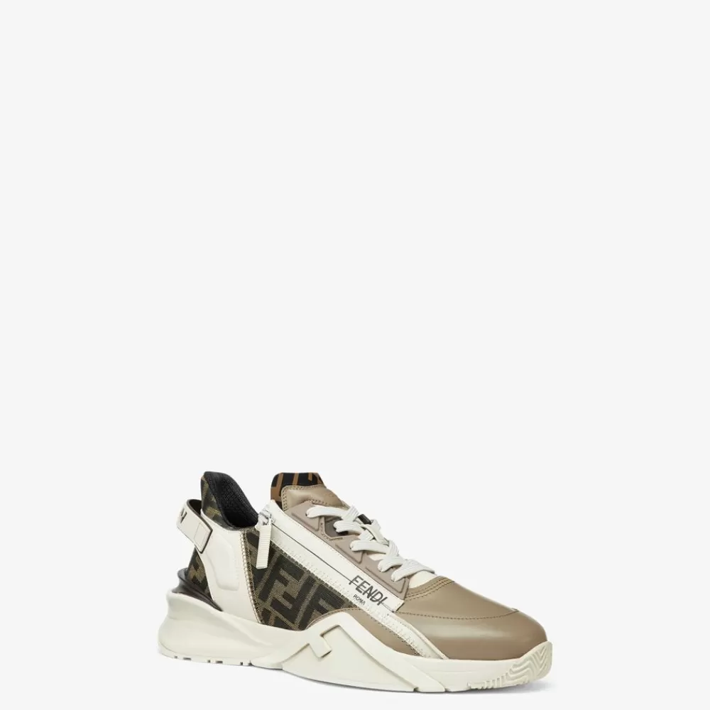 Sneakers>Fendi Low Top In Pelle Beige