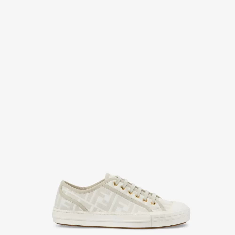 Sneakers>Fendi Low Top In Tessuto Ff Bianco