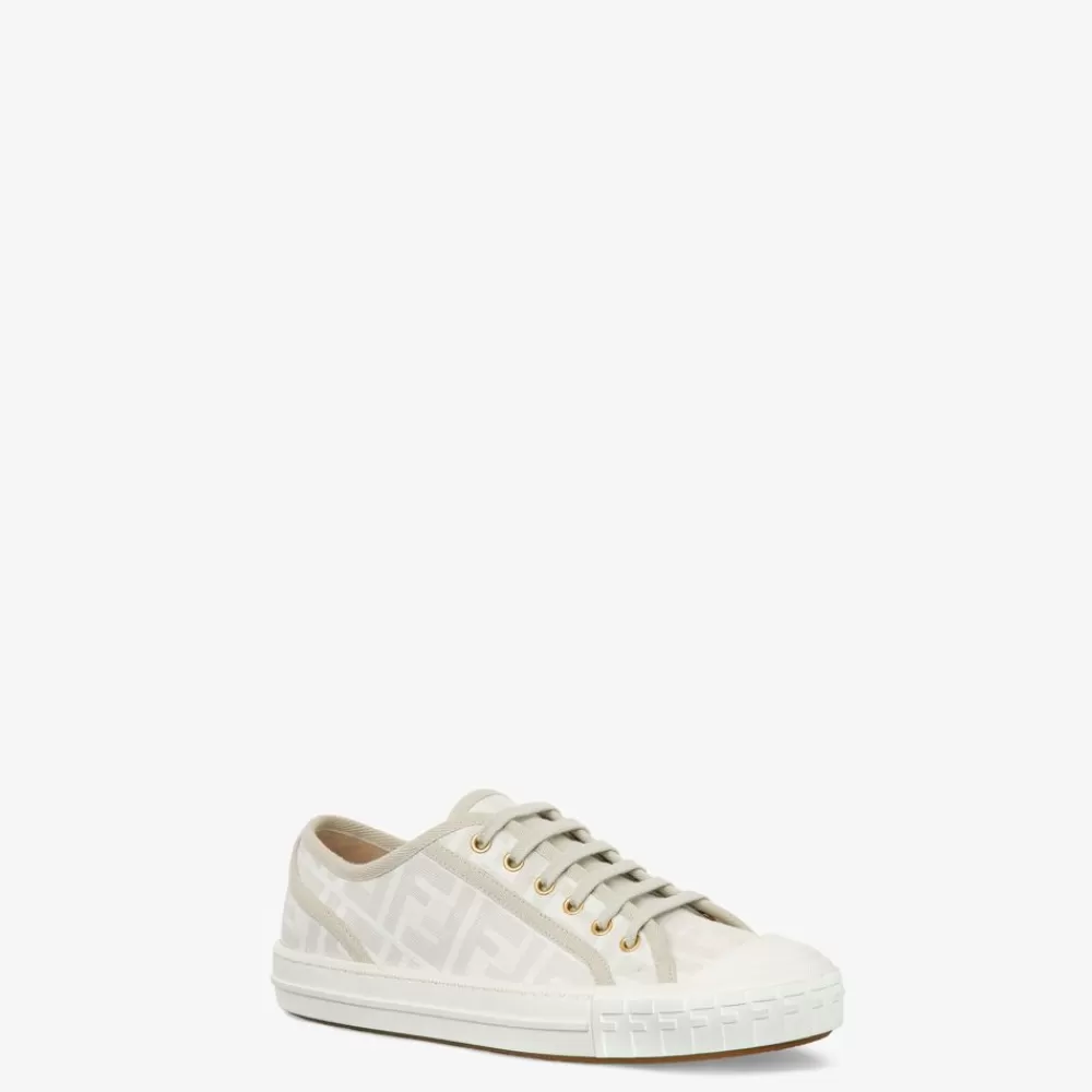 Sneakers>Fendi Low Top In Tessuto Ff Bianco