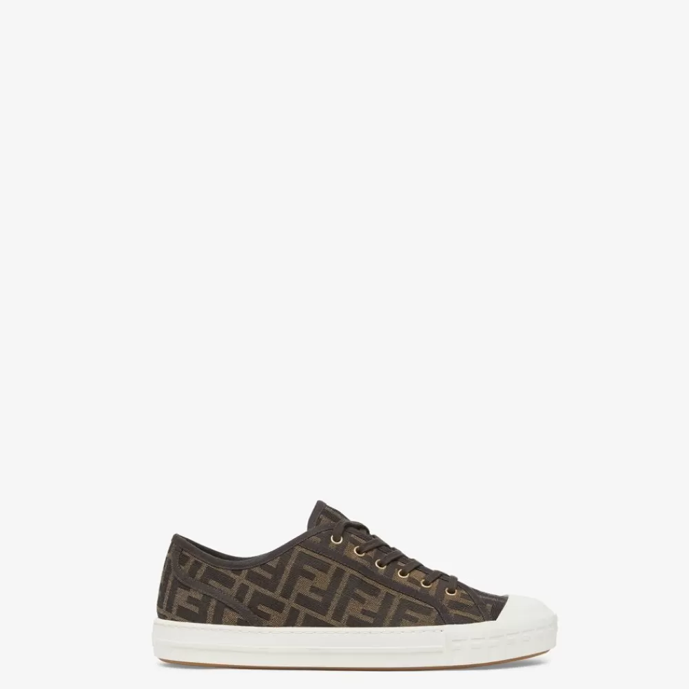 Sneakers>Fendi Low Top In Tessuto Ff Marrone