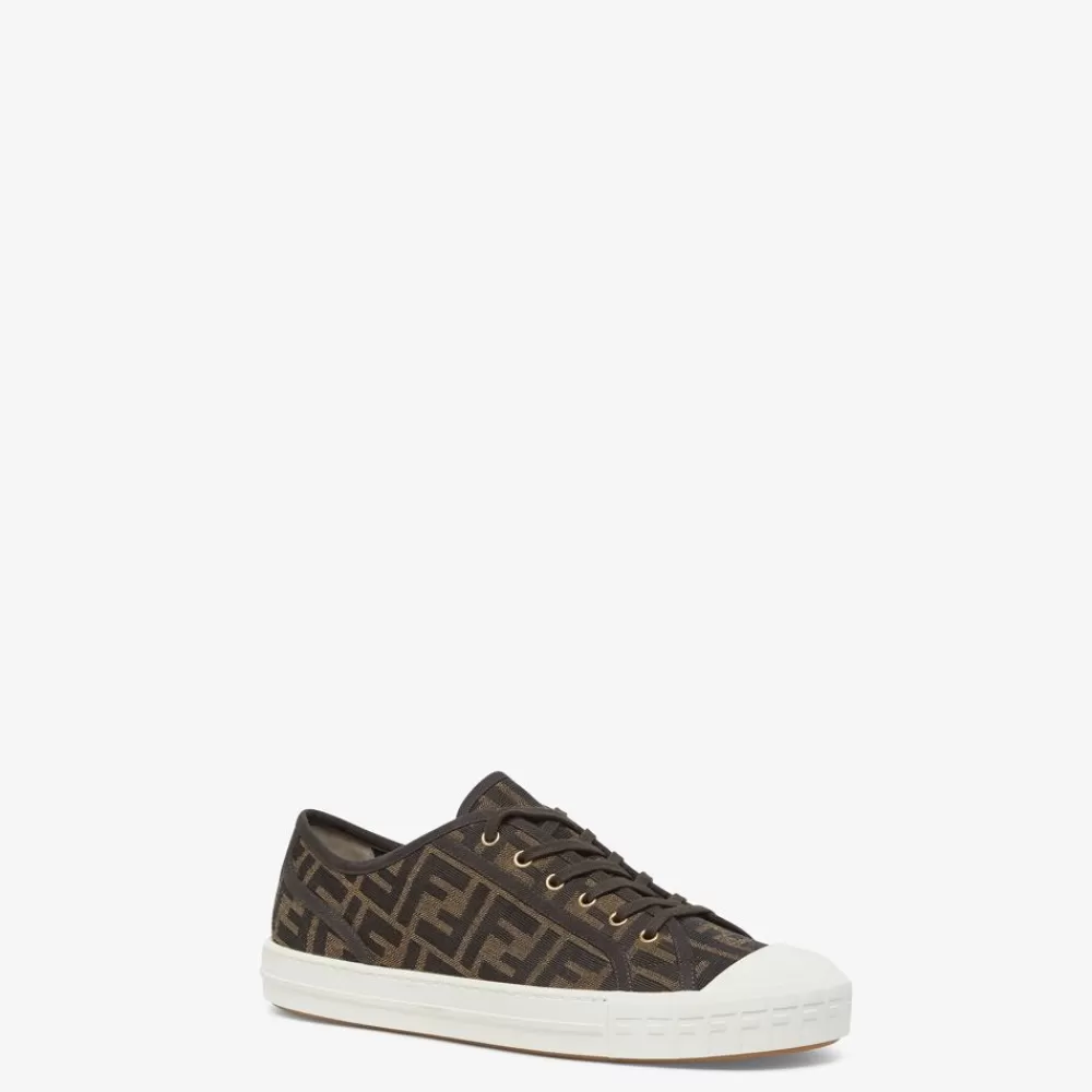 Sneakers>Fendi Low Top In Tessuto Ff Marrone