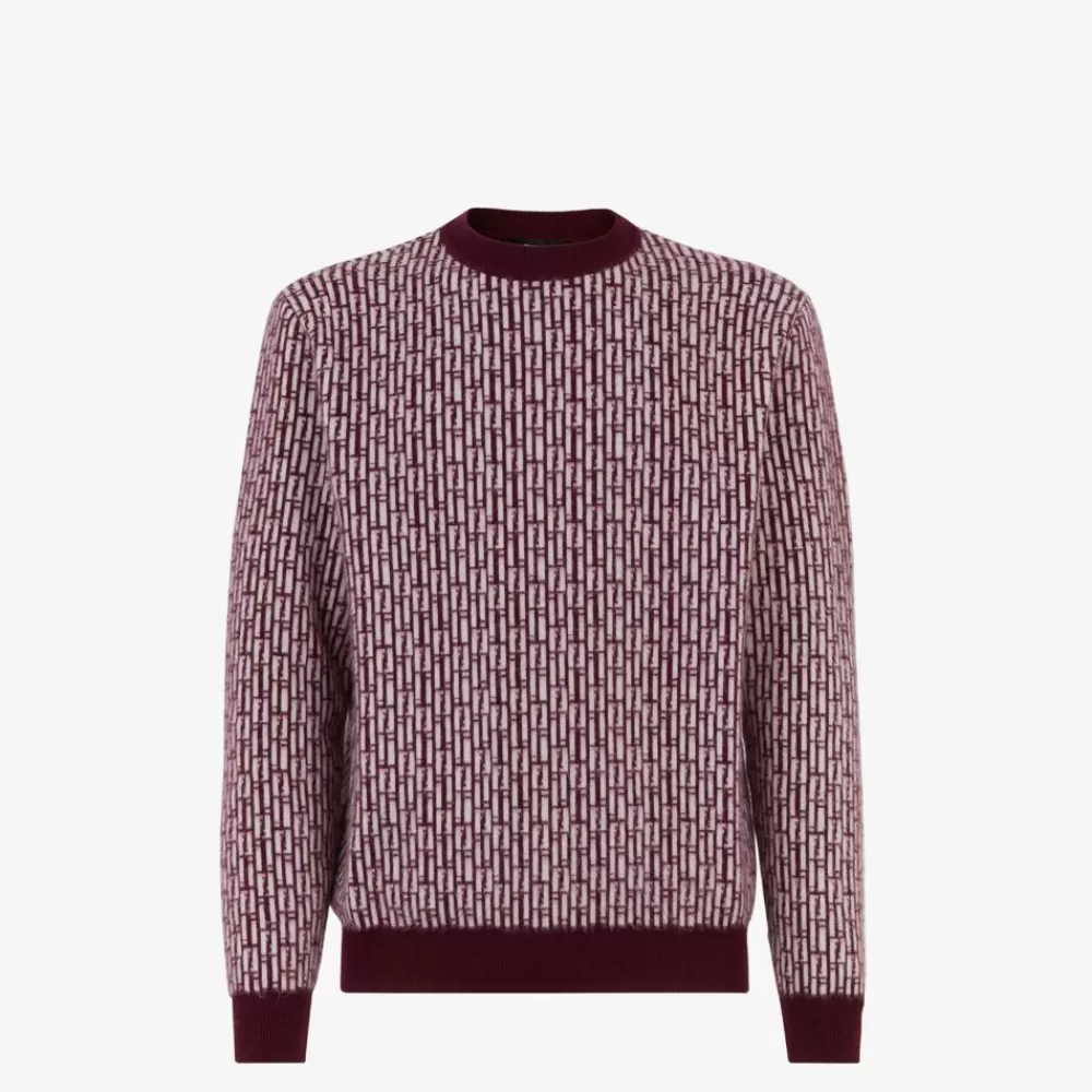 Maglieria>Fendi Maglia In Cashmere Bordeaux