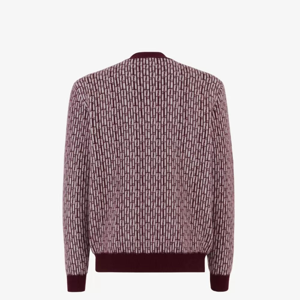 Maglieria>Fendi Maglia In Cashmere Bordeaux