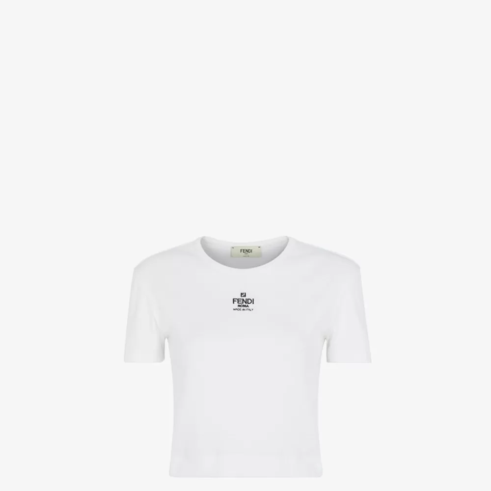 T-Shirt E Felpe>Fendi Maglia In Cotone Bianco