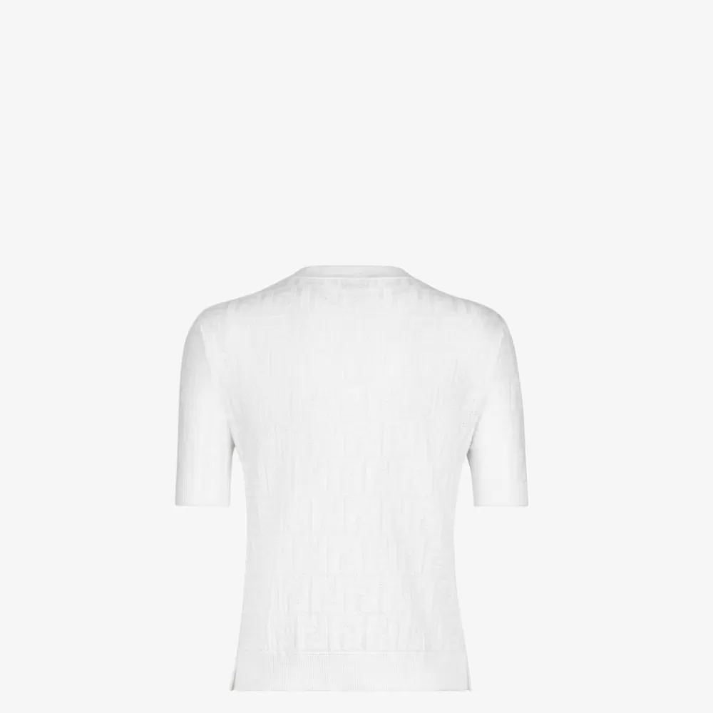 T-Shirt E Felpe>Fendi Maglia In Cotone E Viscosa Bianca