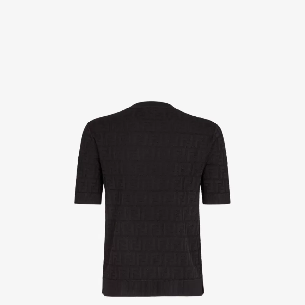 T-Shirt E Felpe>Fendi Maglia In Cotone E Viscosa Nera