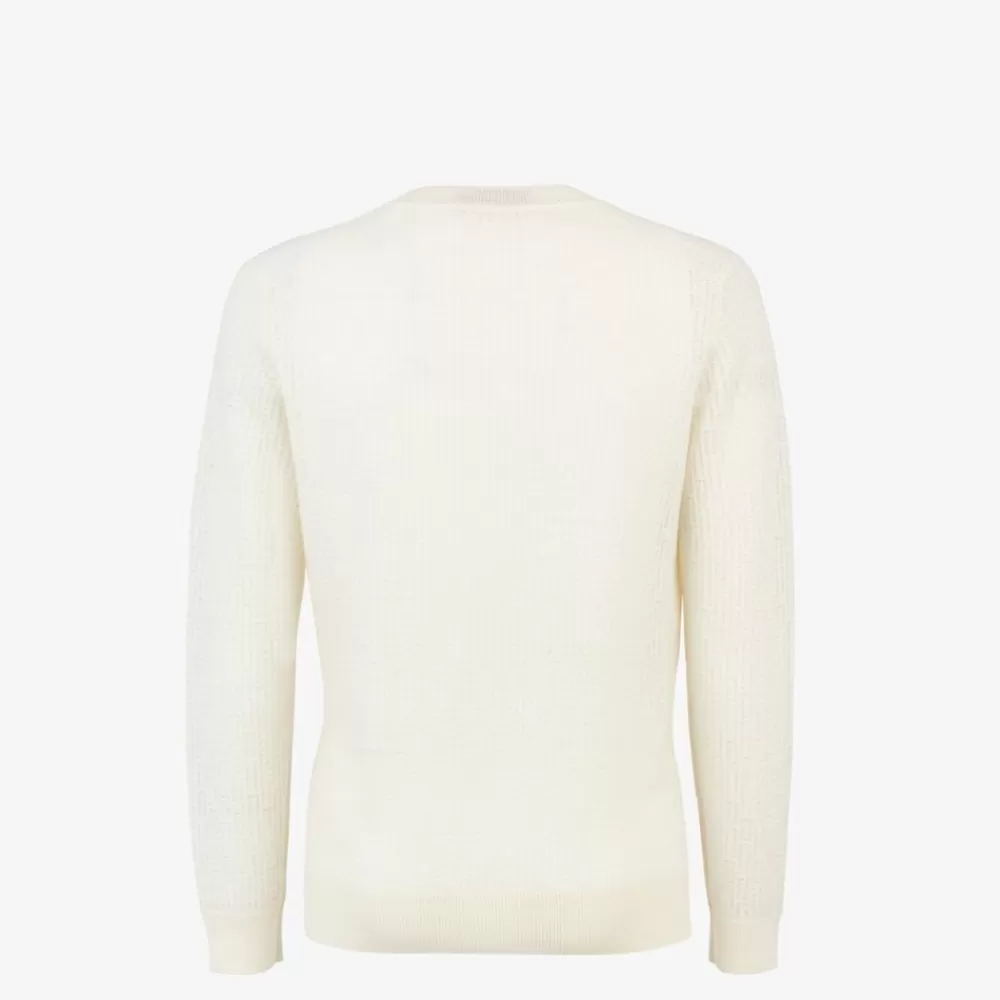 Maglieria>Fendi Maglia In Lana E Nylon Bianco