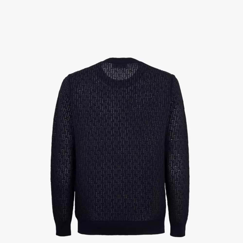 Maglieria>Fendi Maglia In Lana E Nylon Blu