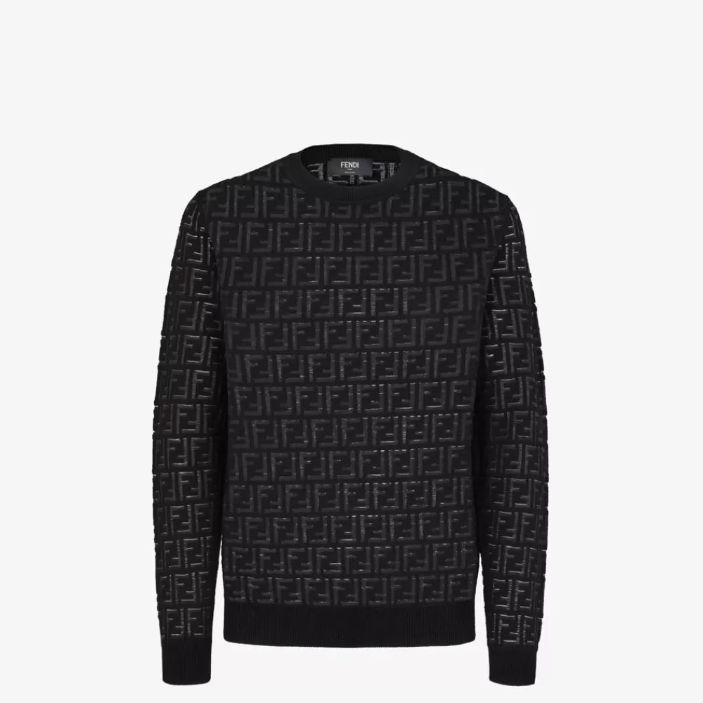 Maglieria>Fendi Maglia In Lana E Nylon Nero