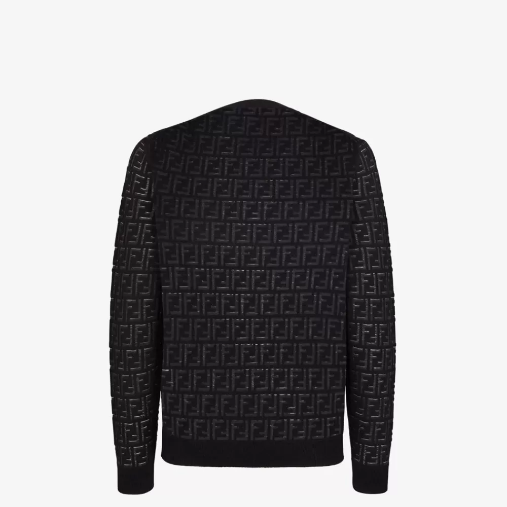Maglieria>Fendi Maglia In Lana E Nylon Nero