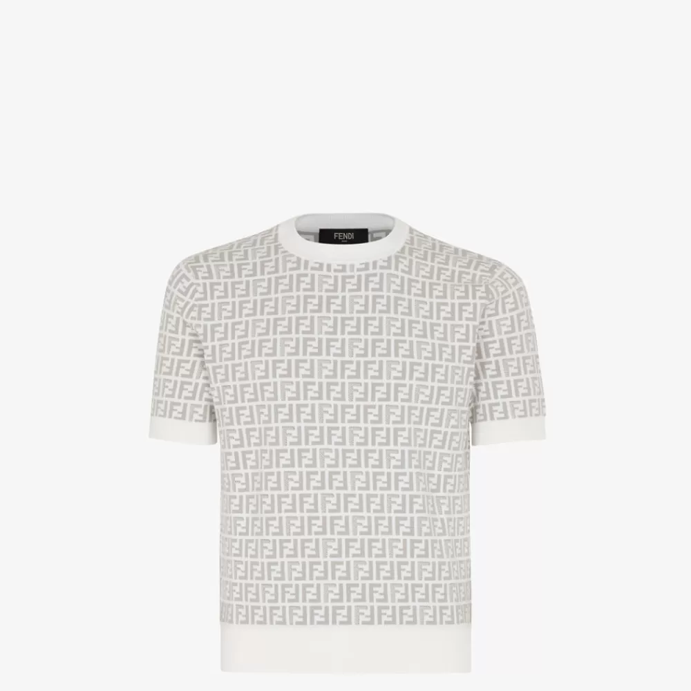 Maglieria>Fendi Maglia In Tessuto Bianco