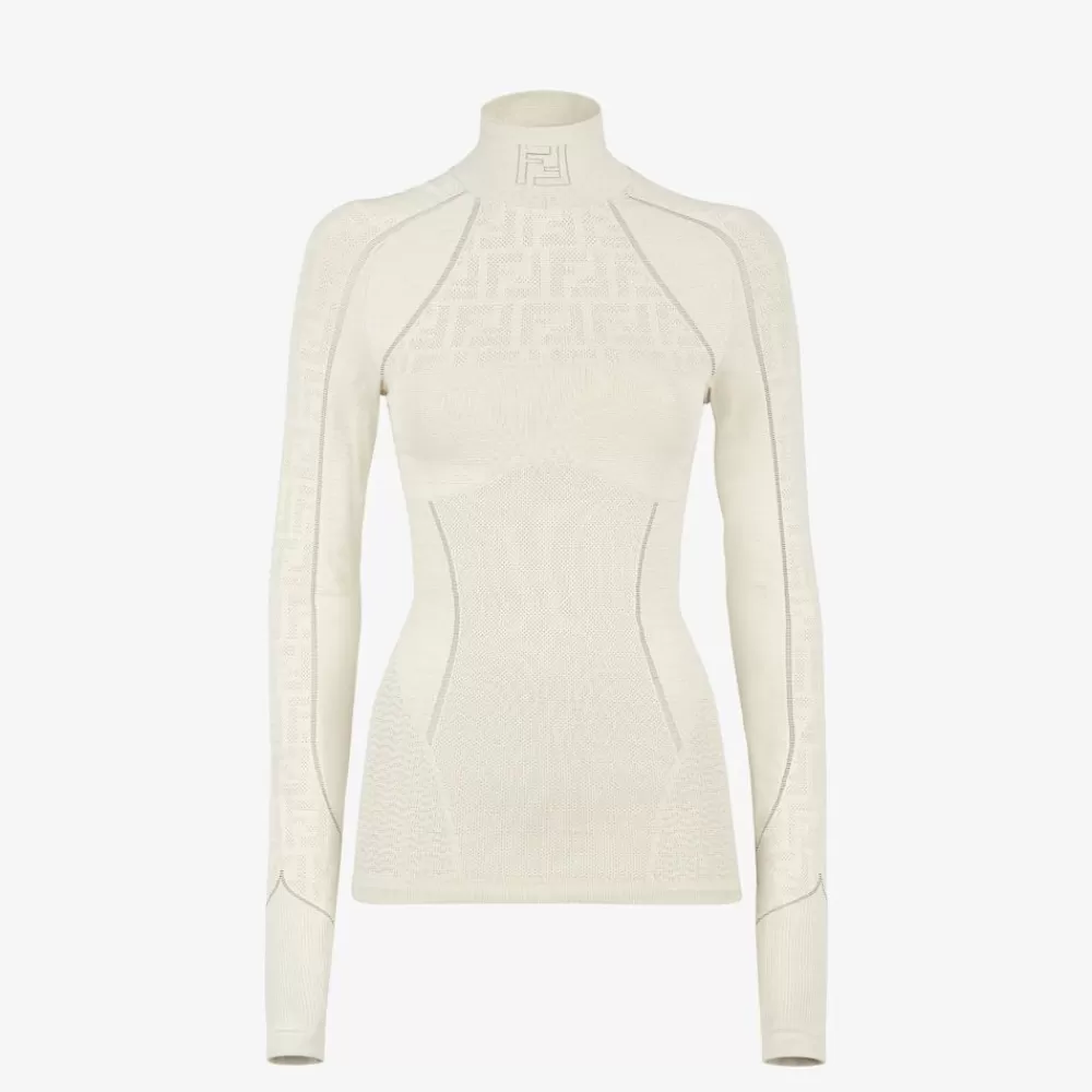 Skiwear>Fendi Maglia In Tessuto Tecnico Bianco