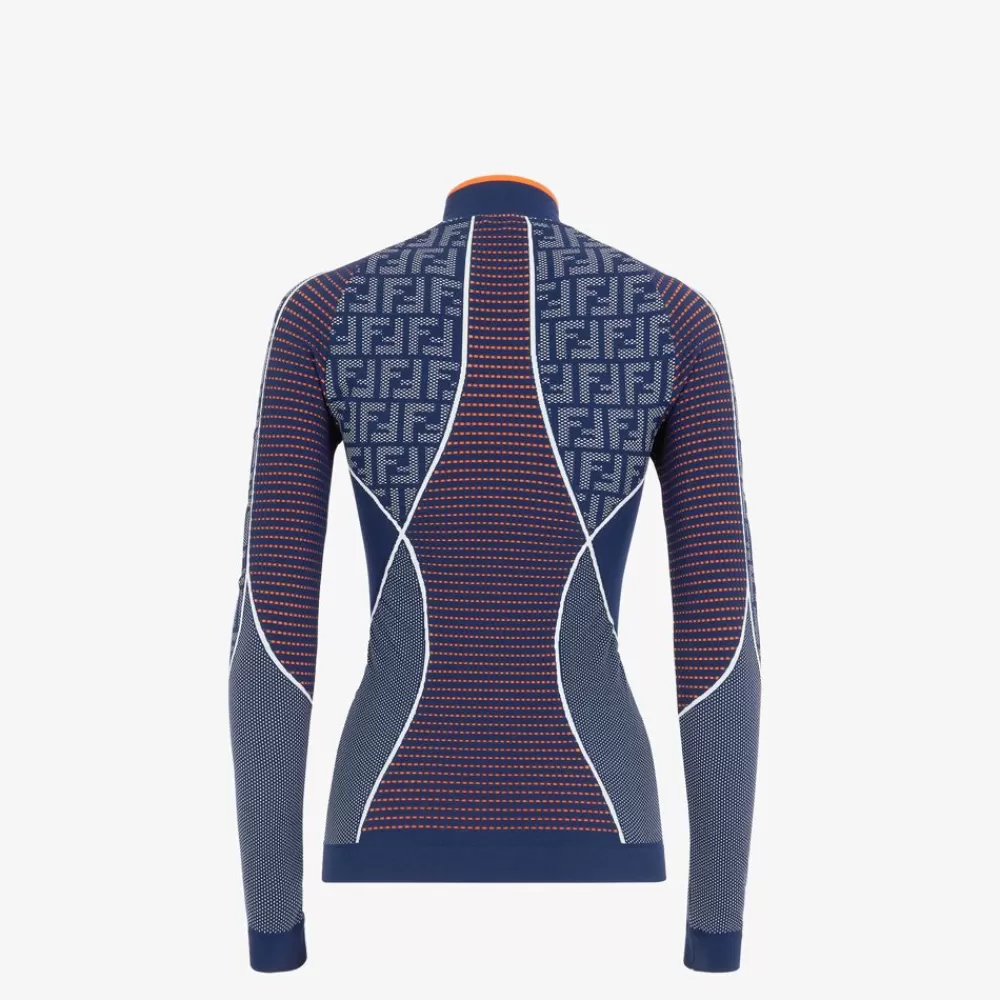 Skiwear>Fendi Maglia In Tessuto Tecnico Ff Blu