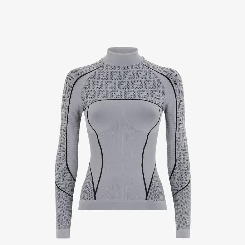 Skiwear>Fendi Maglia In Tessuto Tecnico Ff Grigio