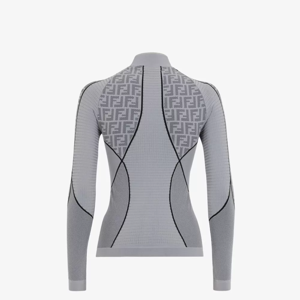 Skiwear>Fendi Maglia In Tessuto Tecnico Ff Grigio