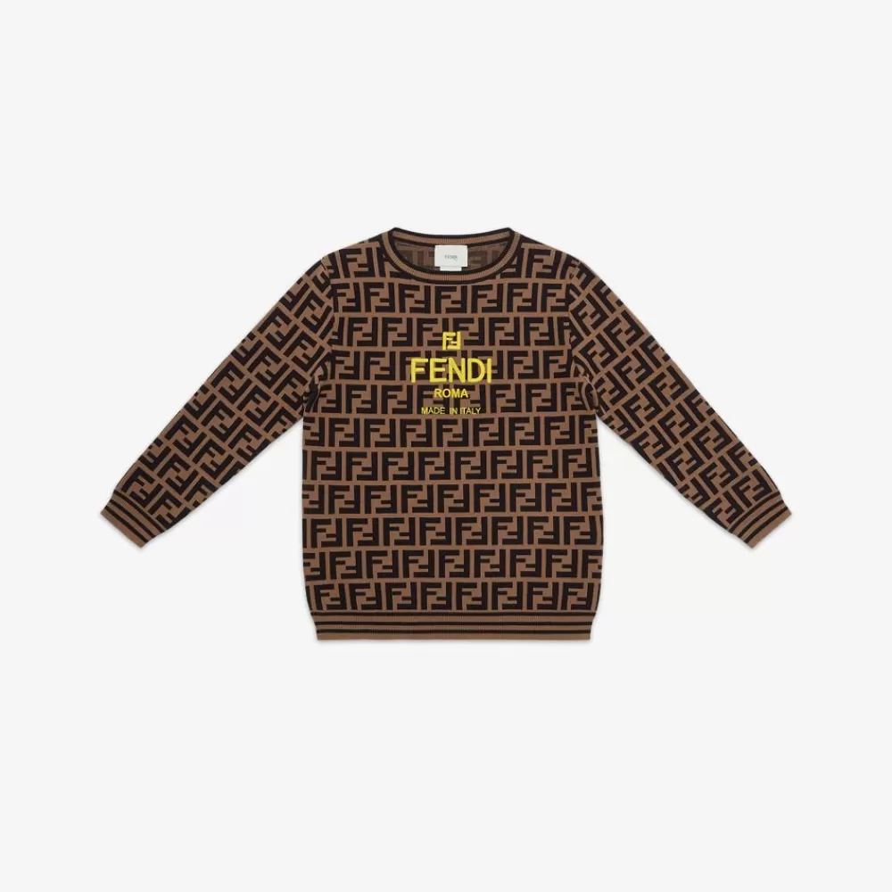 Abbigliamento>Fendi Maglione Junior In Maglia Tabacco