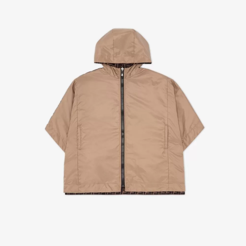 Abbigliamento>Fendi Mantella Junior Reversible In Nylon Beige E Logo Ff All-Over