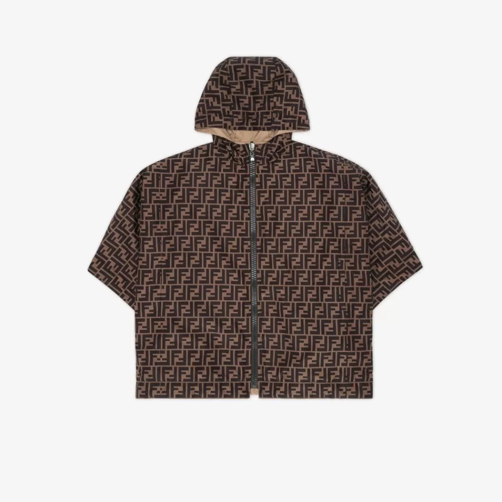 Abbigliamento>Fendi Mantella Junior Reversible In Nylon Beige E Logo Ff All-Over