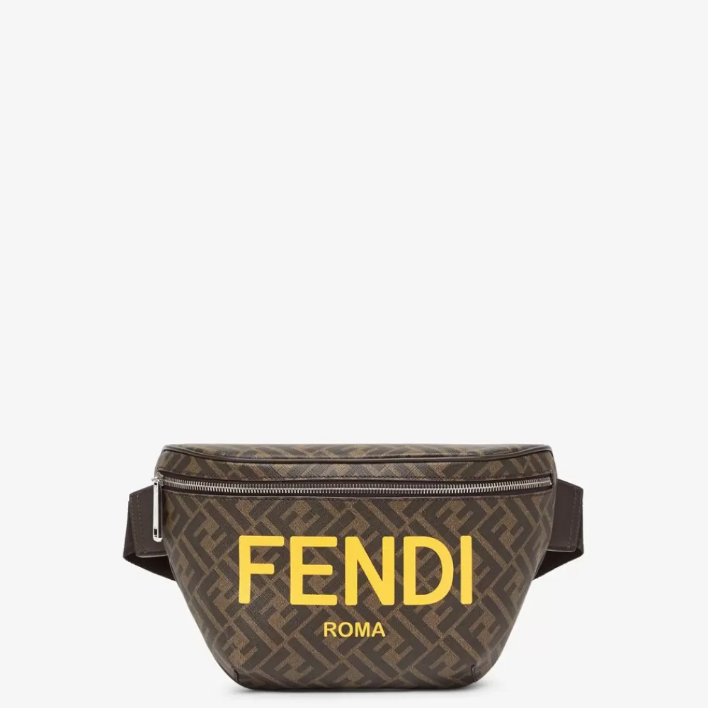 Borse Mini>Fendi Marsupio In Tessuto Ff Marrone