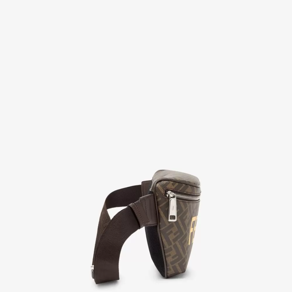 Borse Mini>Fendi Marsupio In Tessuto Ff Marrone