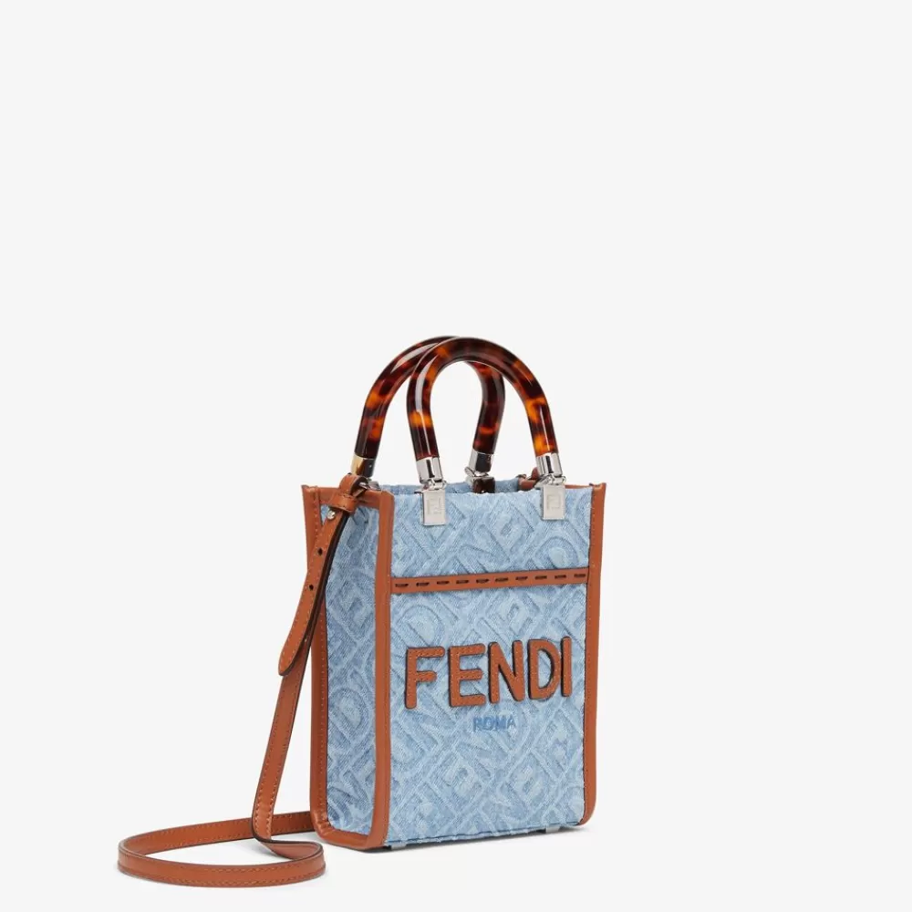 Borse Mini>Fendi Mini Borsa In Denim Azzurro