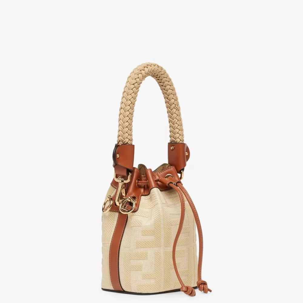 Borse Mini>Fendi Mini Borsa In Paglia Naturale Con Ricamo Ff