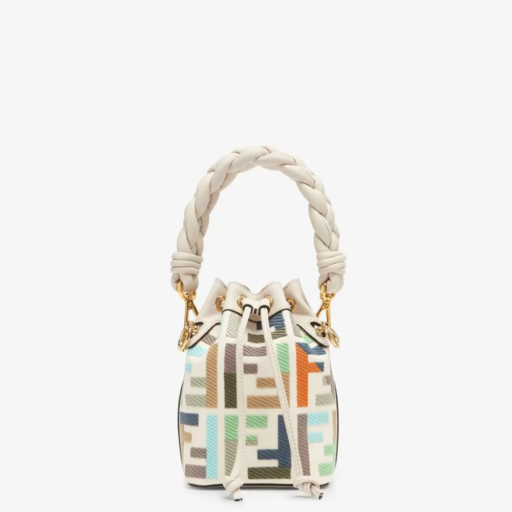 Borse Mini>Fendi Minibag In Canvas Multicolor Con Ricamo Ff