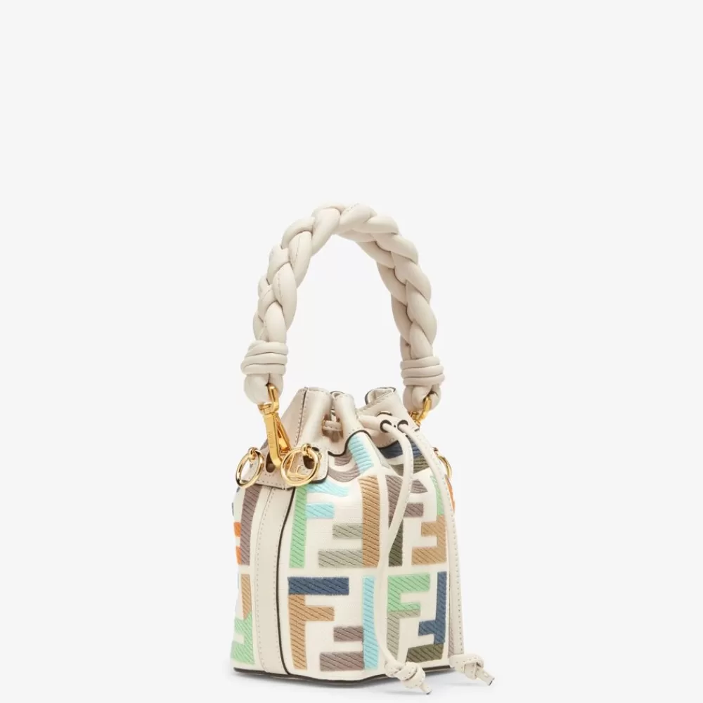 Borse Mini>Fendi Minibag In Canvas Multicolor Con Ricamo Ff