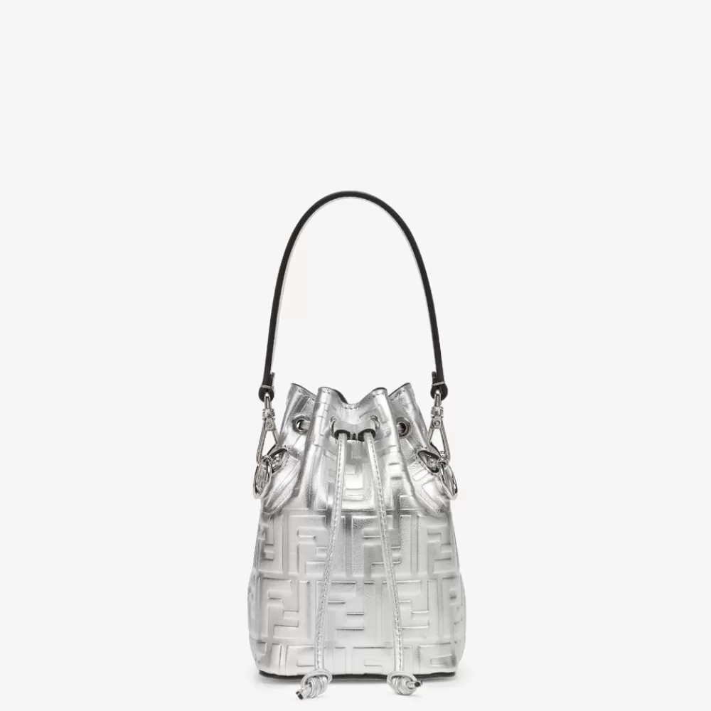 Borse Mini>Fendi Minibag In Pelle Argento Con Motivo Ff