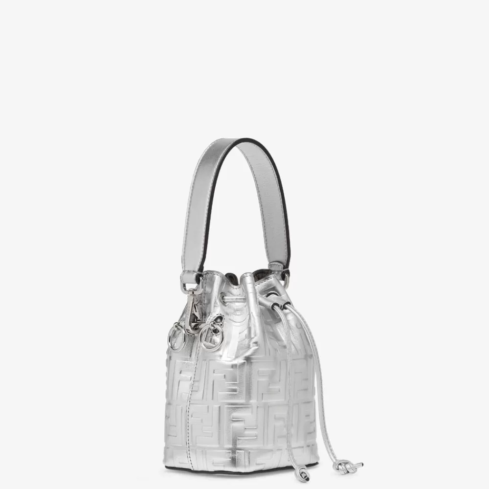 Borse Mini>Fendi Minibag In Pelle Argento Con Motivo Ff