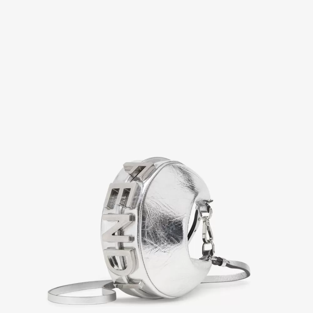Borse Mini>Fendi Minibag In Pelle Argento Craquele