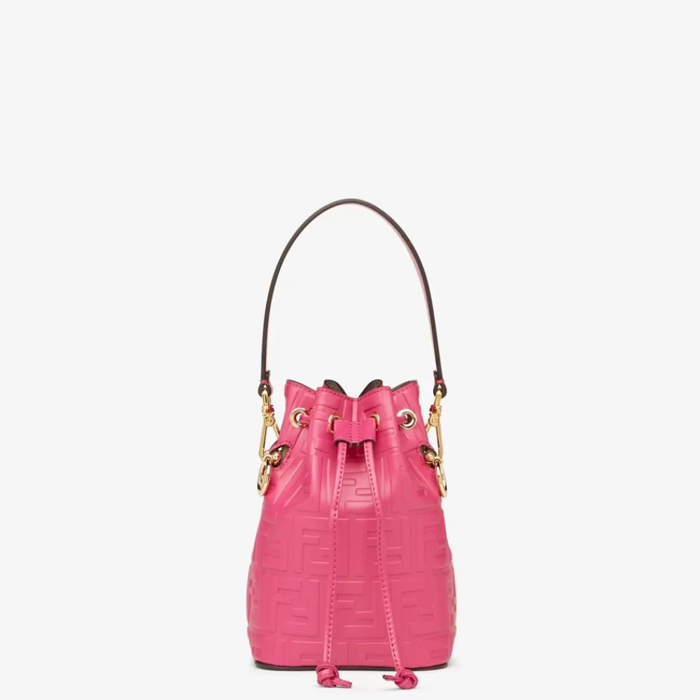 Borse Mini>Fendi Minibag In Pelle Fucsia Con Motivo Ff