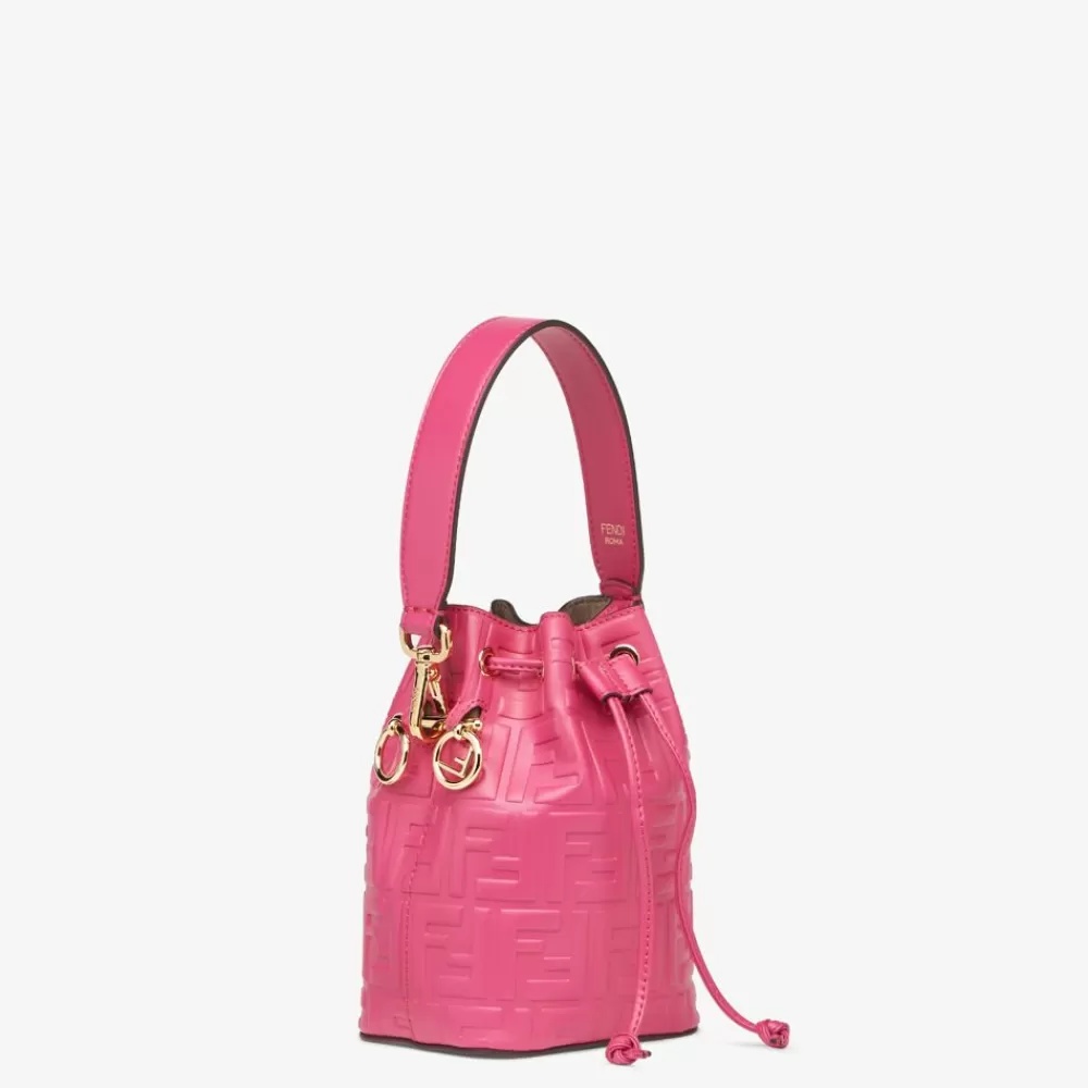 Borse Mini>Fendi Minibag In Pelle Fucsia Con Motivo Ff