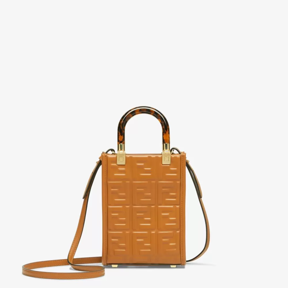 Borse Mini>Fendi Minibag In Pelle Marrone Con Motivo Ff