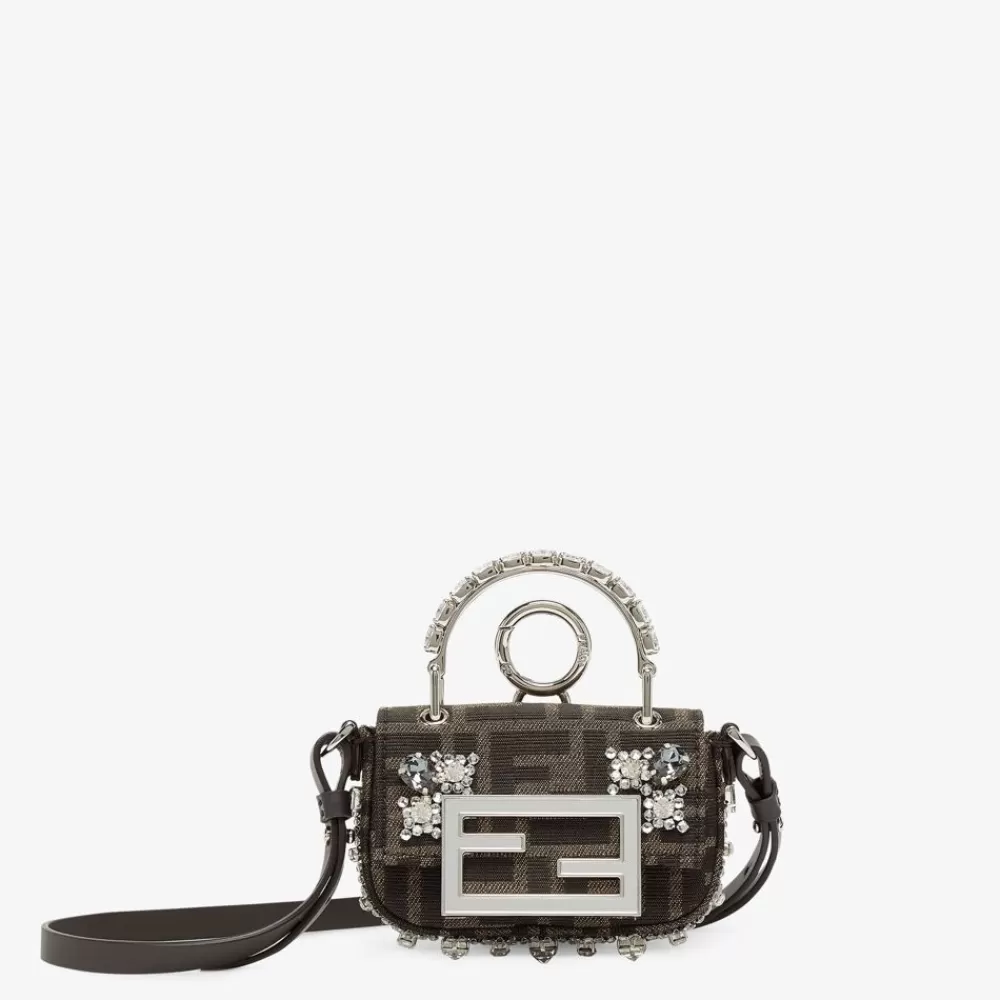 Miniature Bags>Fendi Minibag In Tessuto Marrone