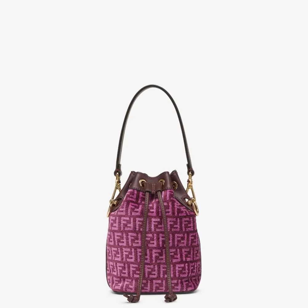Borse Mini>Fendi Minibag In Tessuto Tapestry Rosa Con Motivo Ff