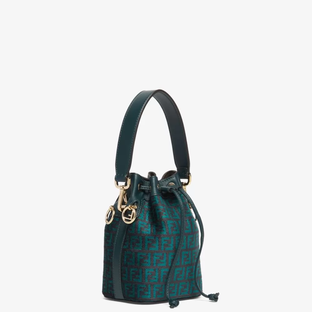 Borse Mini>Fendi Minibag In Tessuto Tapestry Verde Scuro Con Motivo Ff