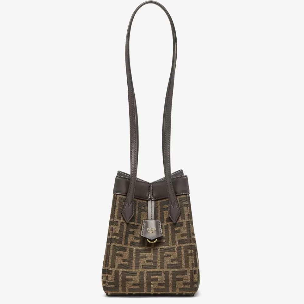 Borse Mini>Fendi Minibag Trasformabile In Tessuto Ff Jacquard Marrone