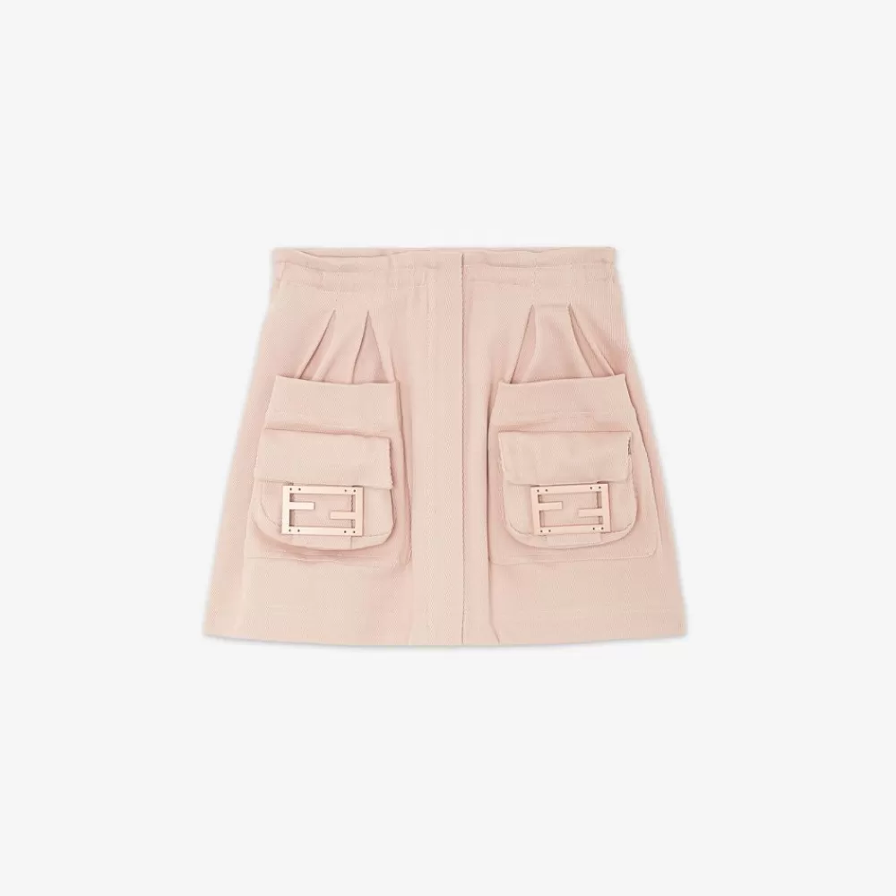 Abbigliamento>Fendi Minigonna In Versione Ridotta In Cotone Rosa Con Borsa Baguette