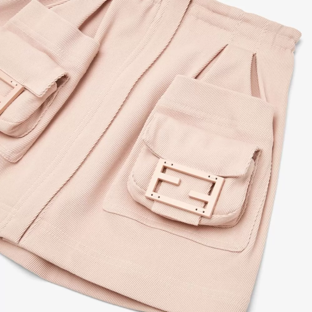 Abbigliamento>Fendi Minigonna In Versione Ridotta In Cotone Rosa Con Borsa Baguette