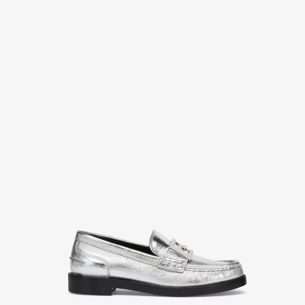 Mocassini>Fendi Mocassino In Nappa Argento