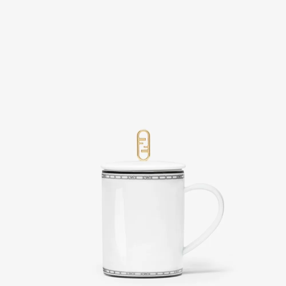 Accessori Per La Tavola>Fendi Mug In Porcellana Bianca