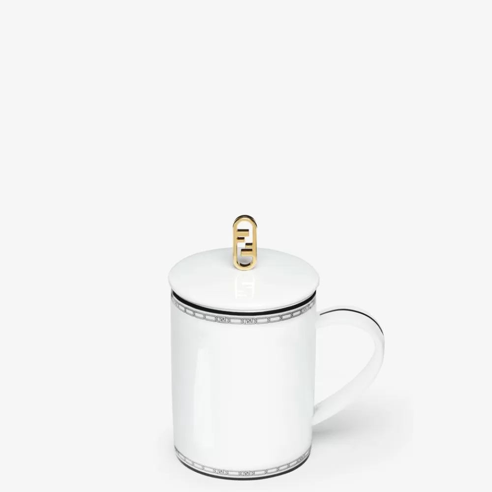 Accessori Per La Tavola>Fendi Mug In Porcellana Bianca