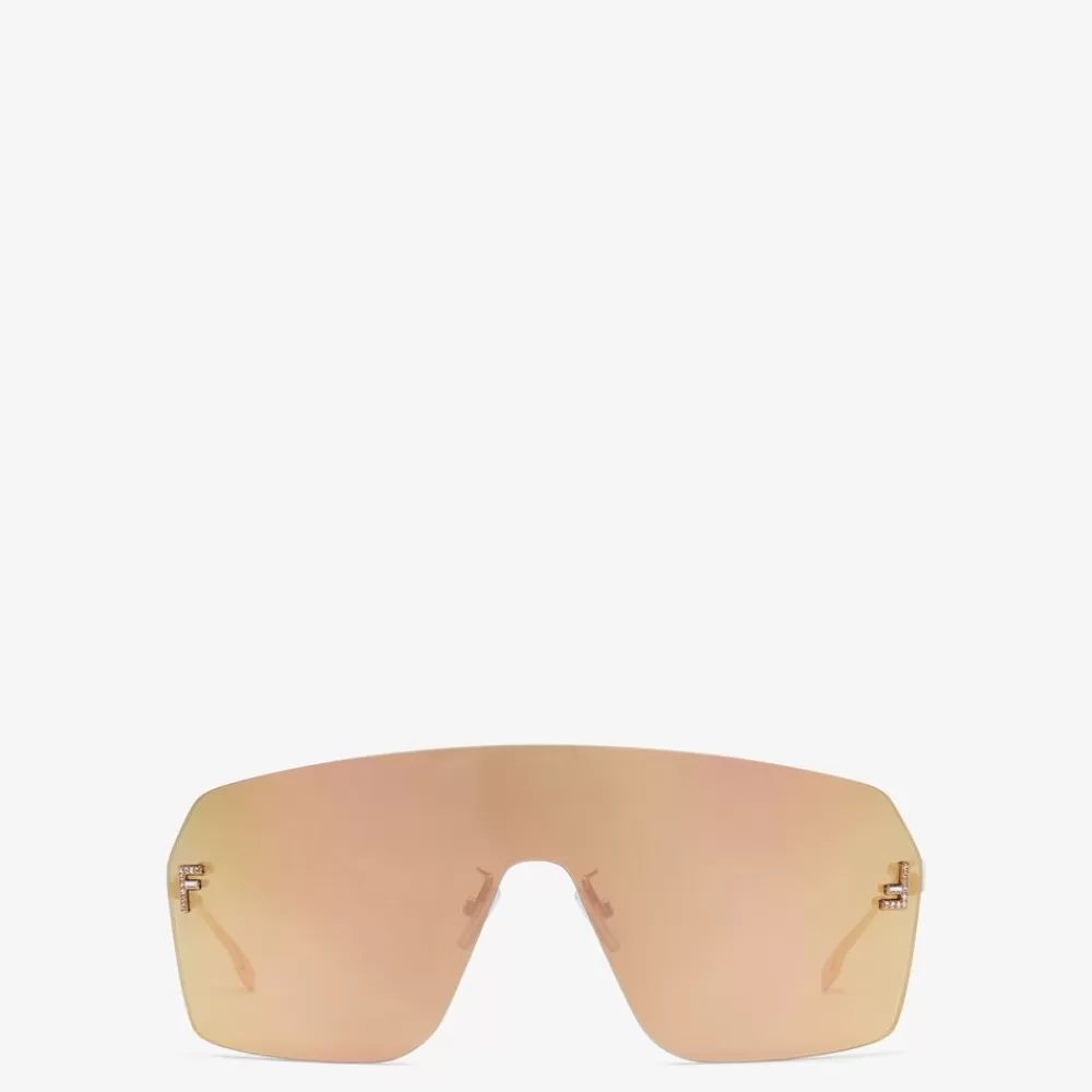 Occhiali>Fendi Occhiali Da Sole A Mascherina Oro Rosa