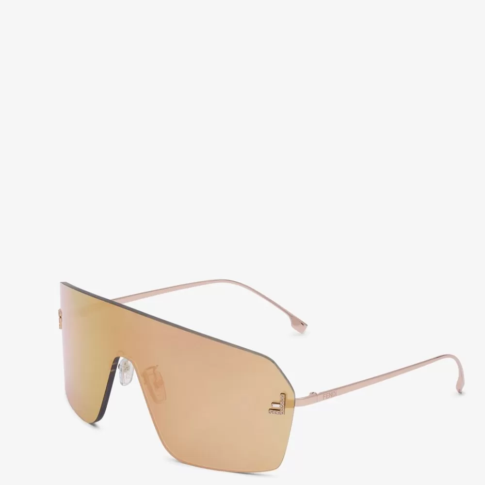 Occhiali>Fendi Occhiali Da Sole A Mascherina Oro Rosa