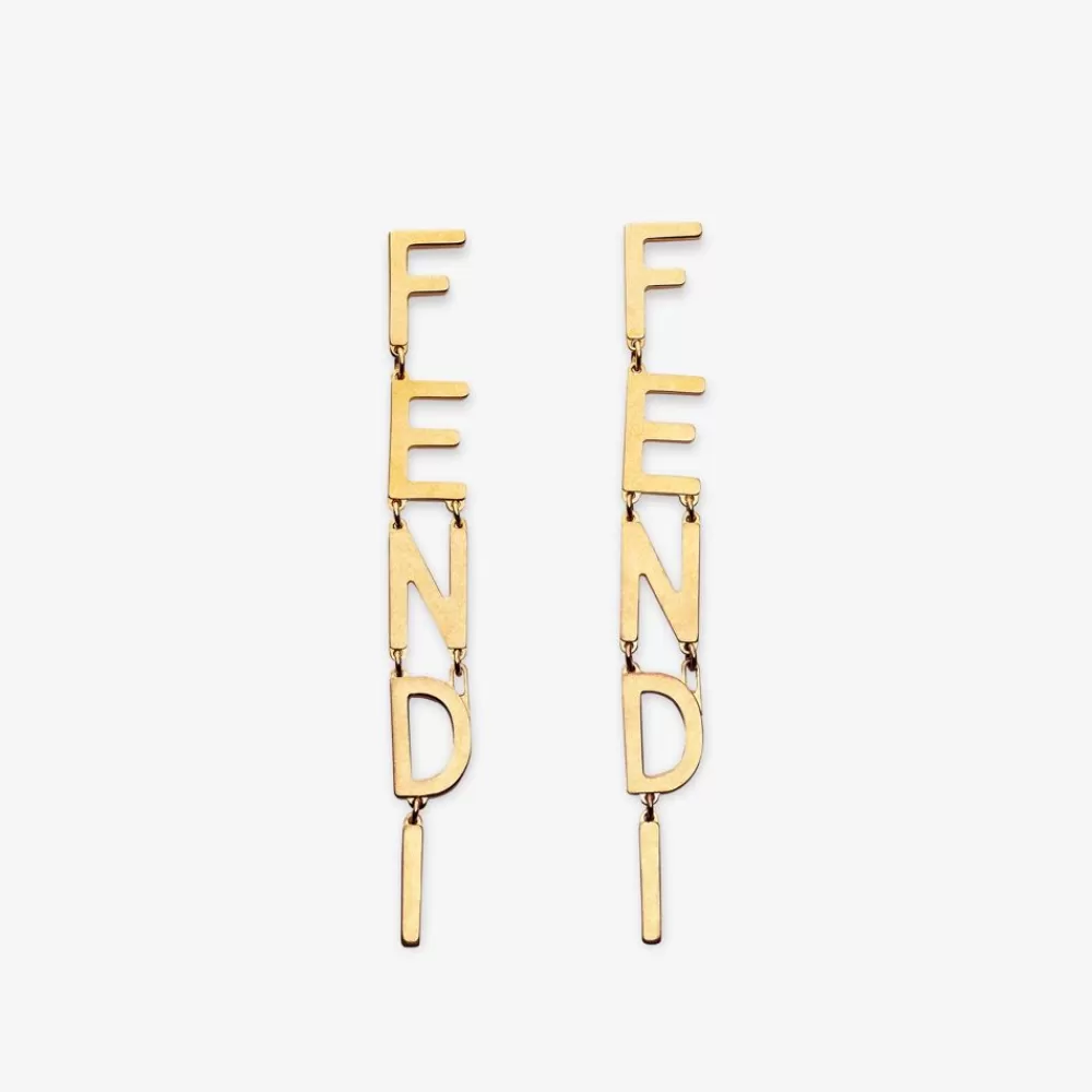 Orecchini E Spille>Fendi Orecchini Color Oro Vintage