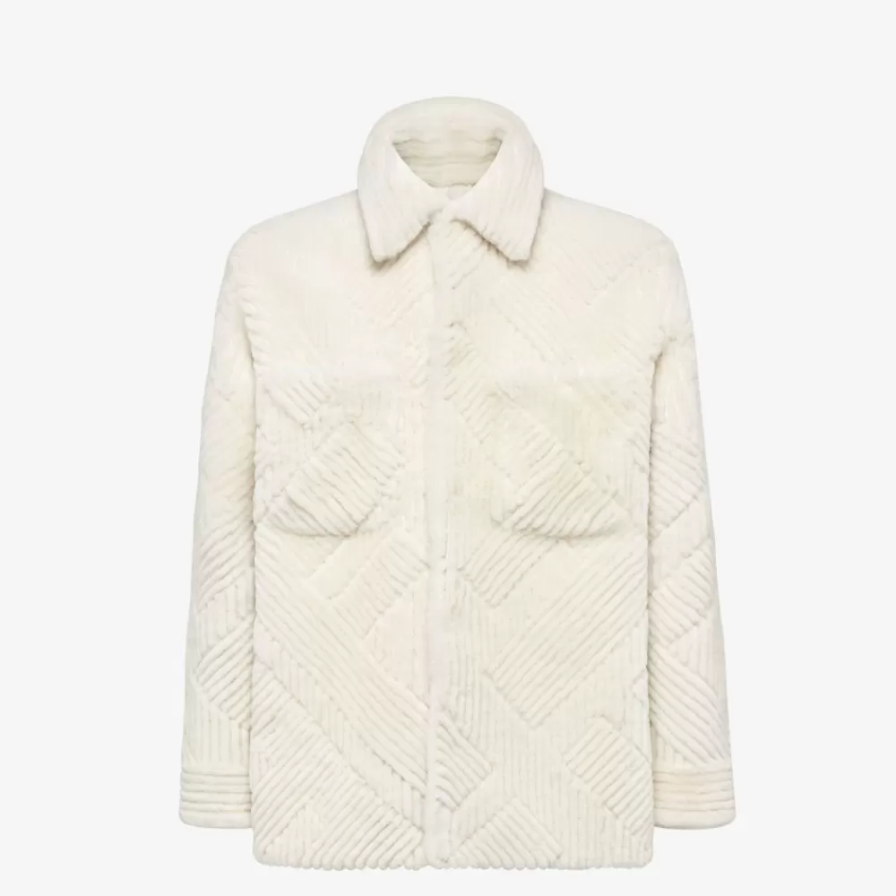 Cappotti E Capispalla>Fendi Overshirt In Shearling Bianco