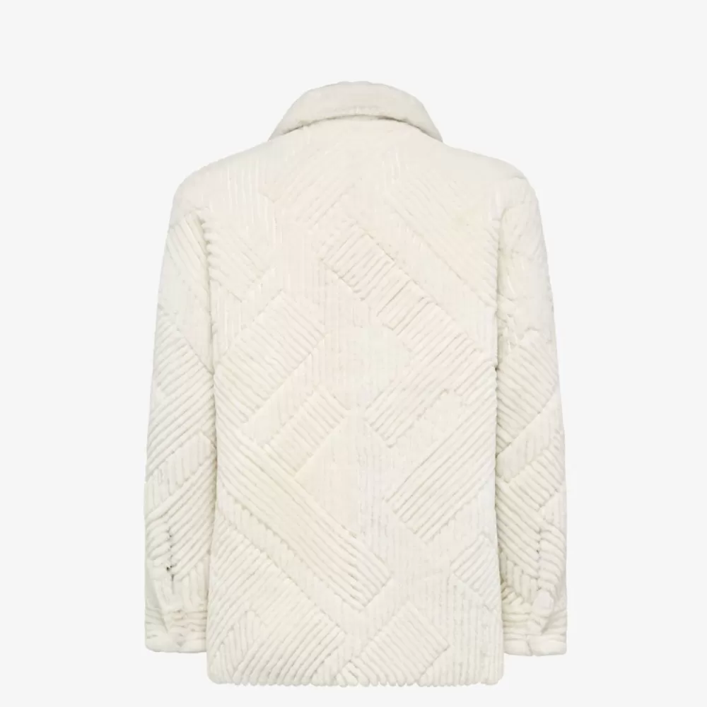 Cappotti E Capispalla>Fendi Overshirt In Shearling Bianco